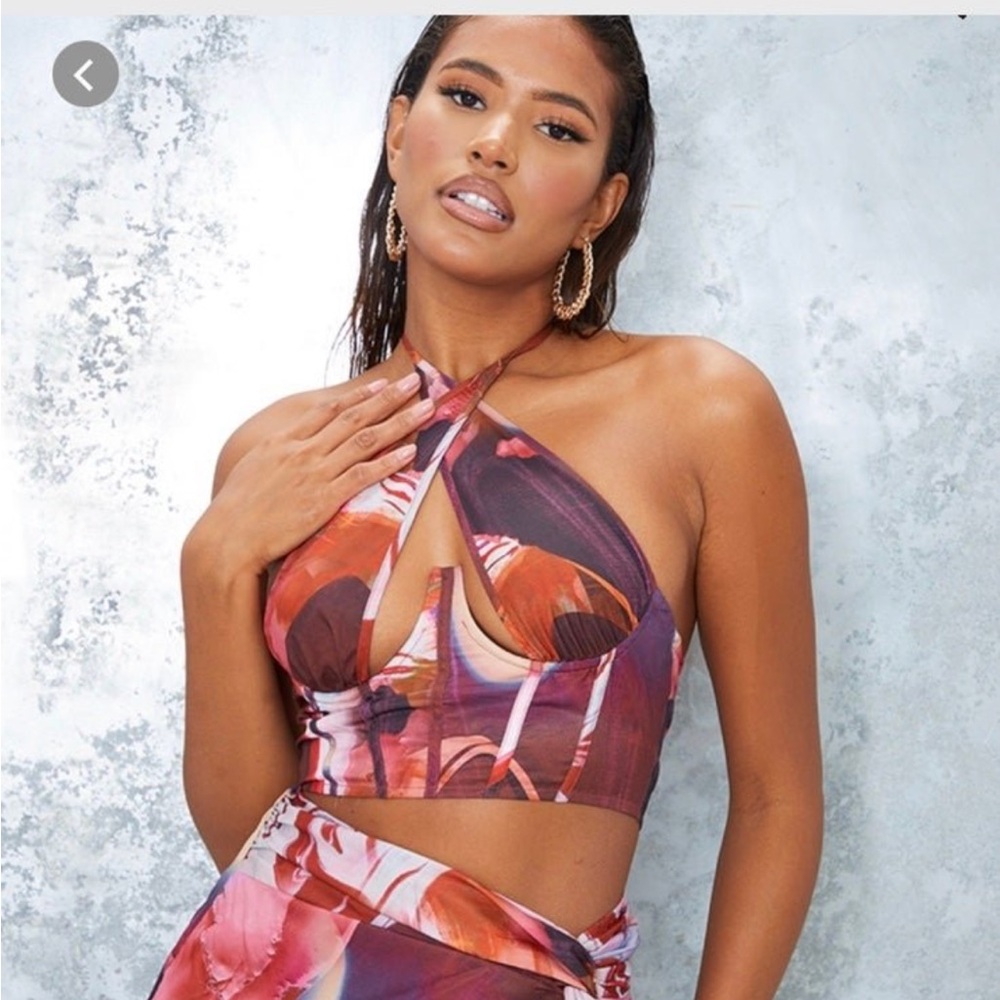 rust marble print woven underbust
corset top
prettylittlething